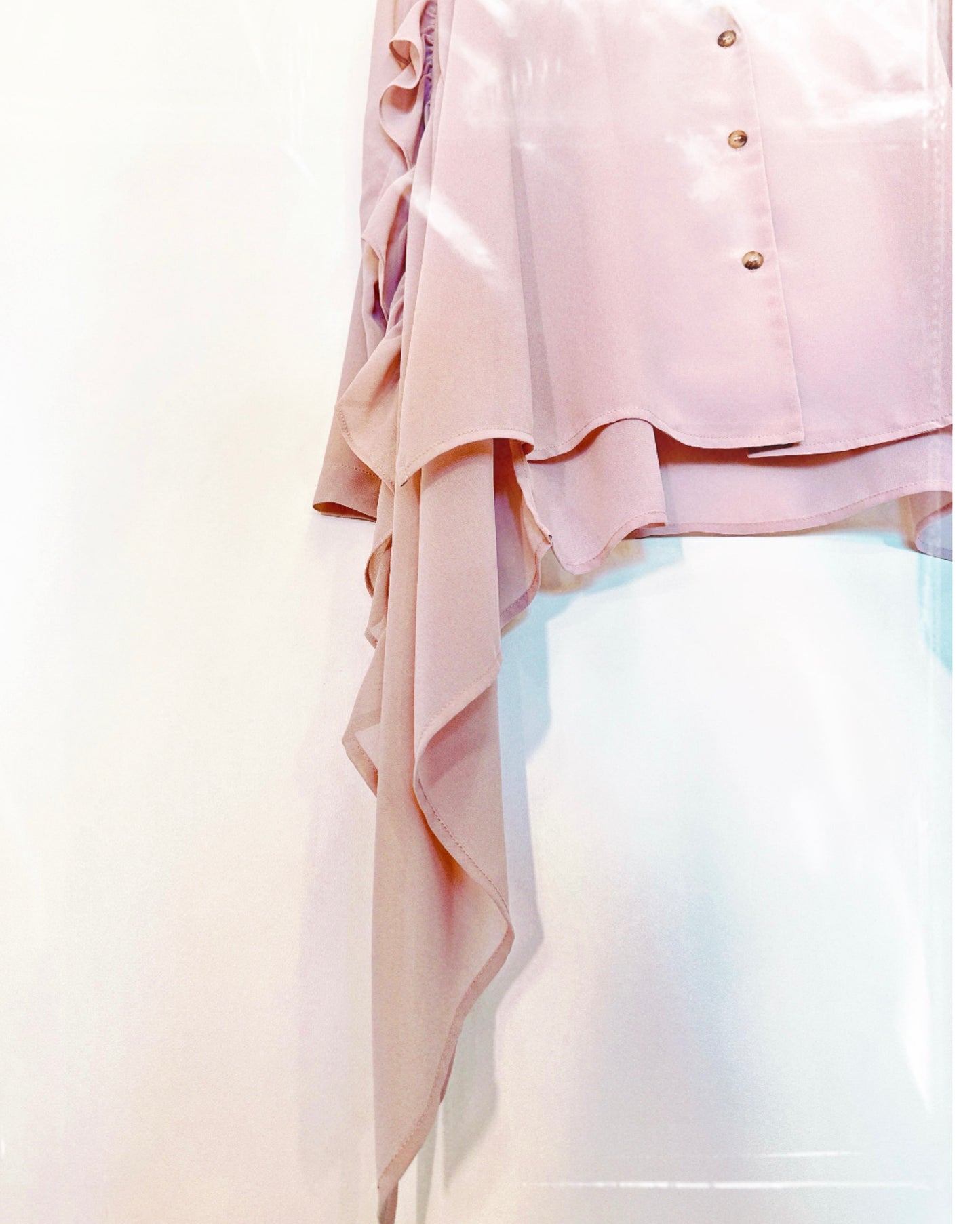 aalis LUA ruffle detail tie on the waist chiffon shirt blazer (Nude)