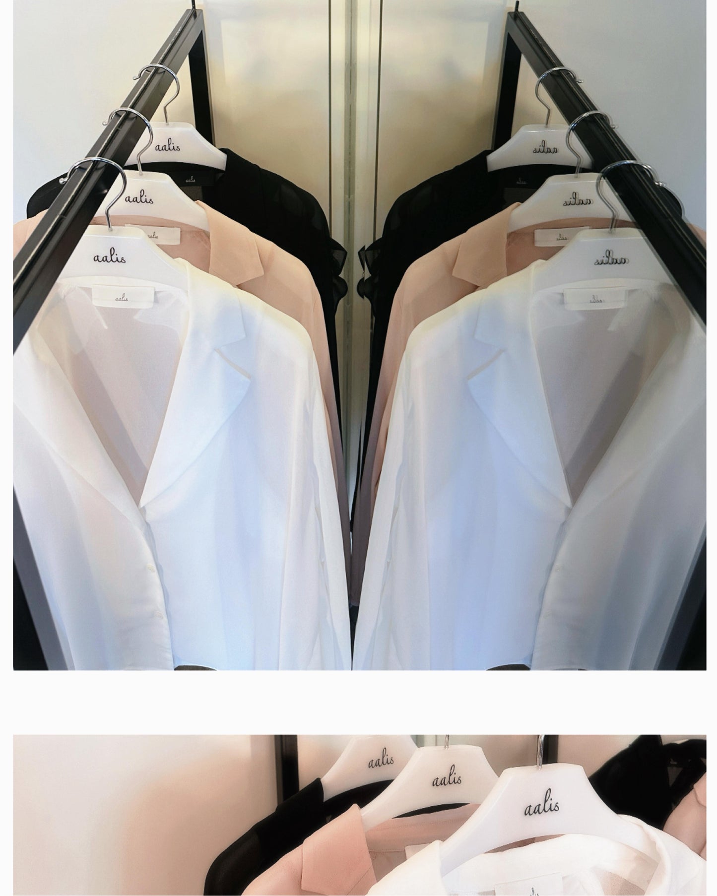 aalis LUA ruffle detail tie on the waist chiffon shirt blazer (Black)