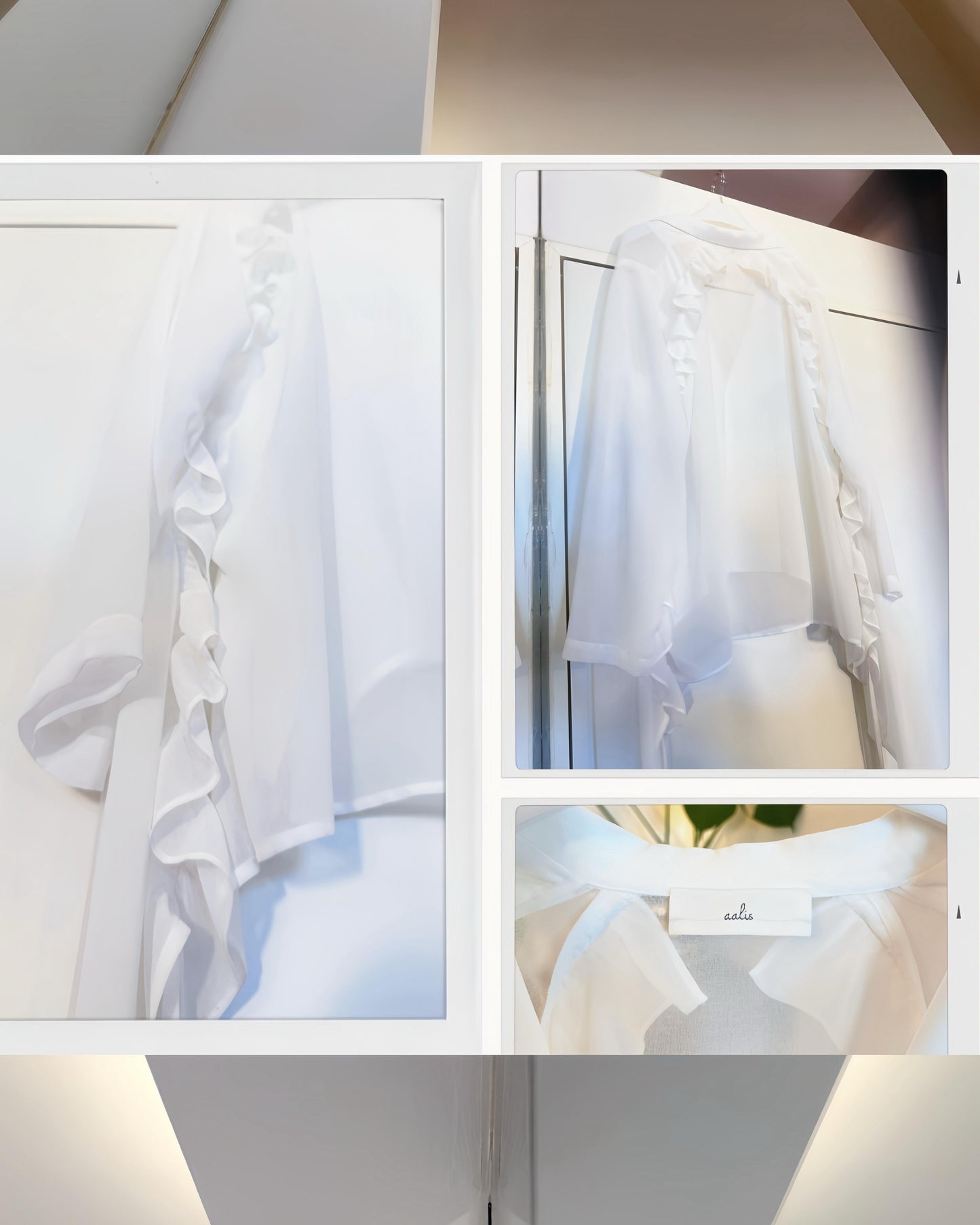 [Flash Promotion] aalis LUA ruffle detail tie on the waist chiffon shirt blazer (White)