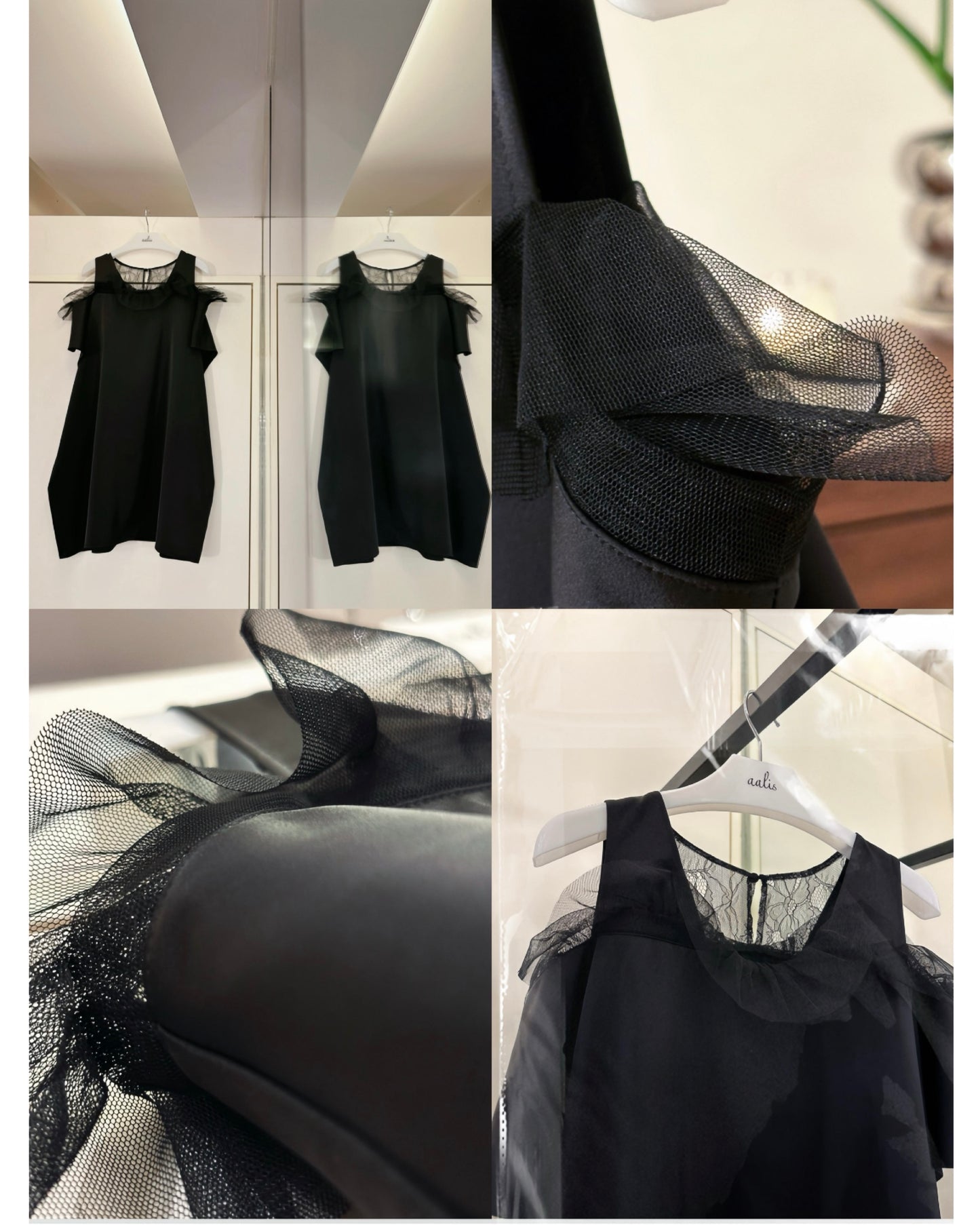 aalis CAY cold shoulder woven tunic dress (Black)