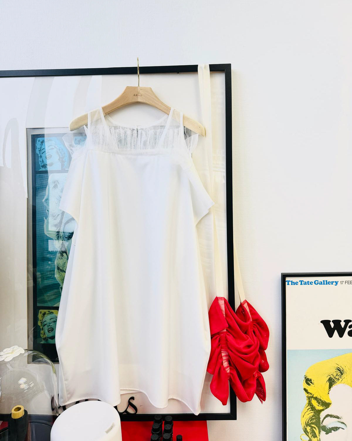 aalis CAY cold shoulder woven tunic dress (White)