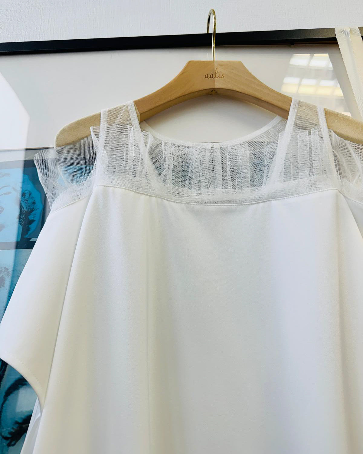 aalis CAY cold shoulder woven tunic dress (White)