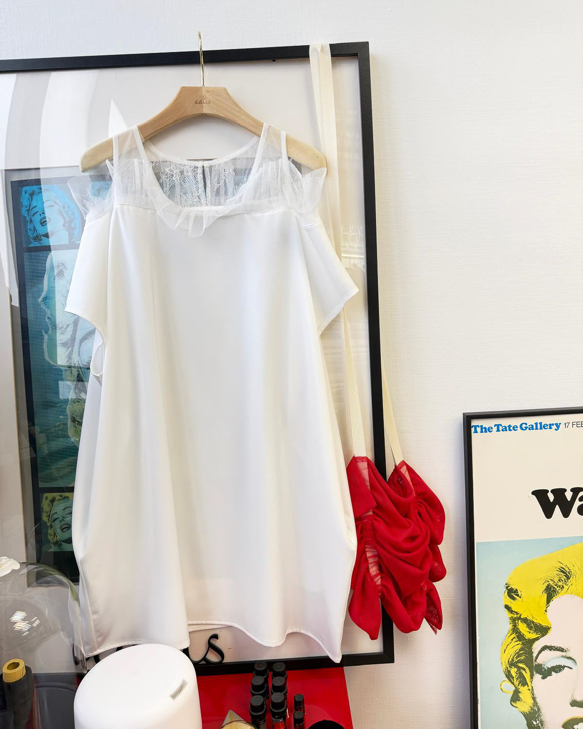 aalis CAY cold shoulder woven tunic dress (White)