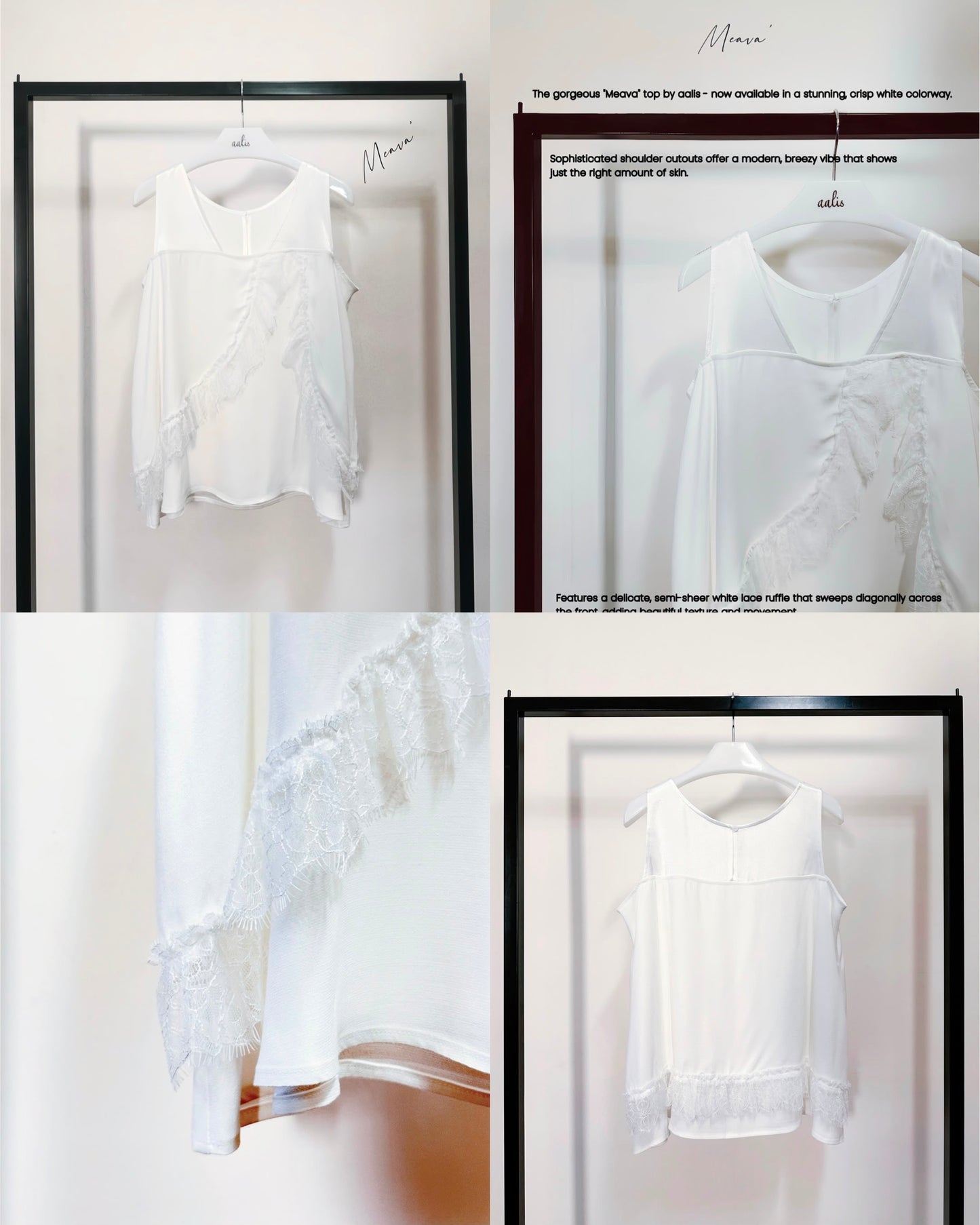 aalis MEAVA lace trim sleeves top (White)