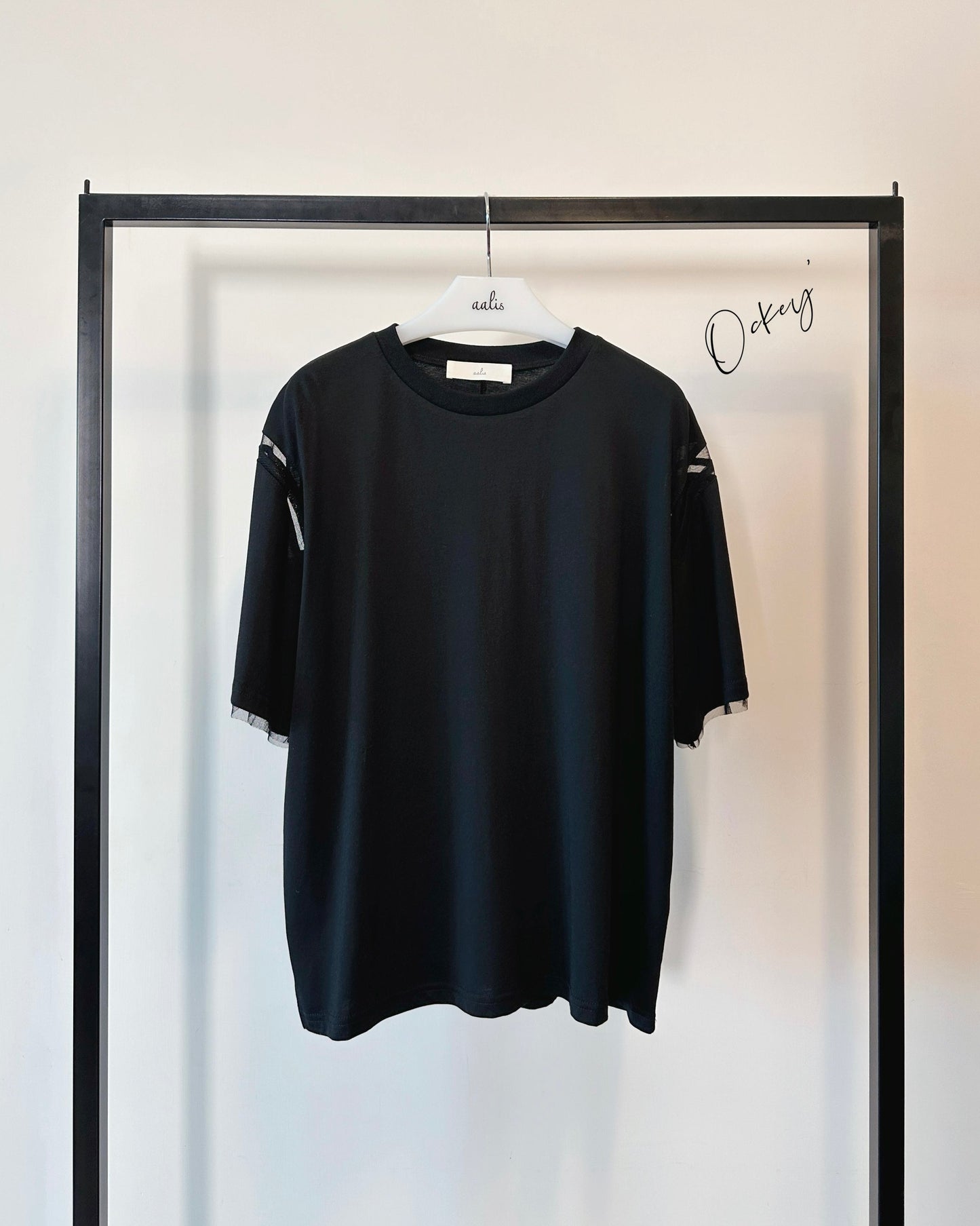 aalis OCKEY mesh trim relaxed tee (Black)