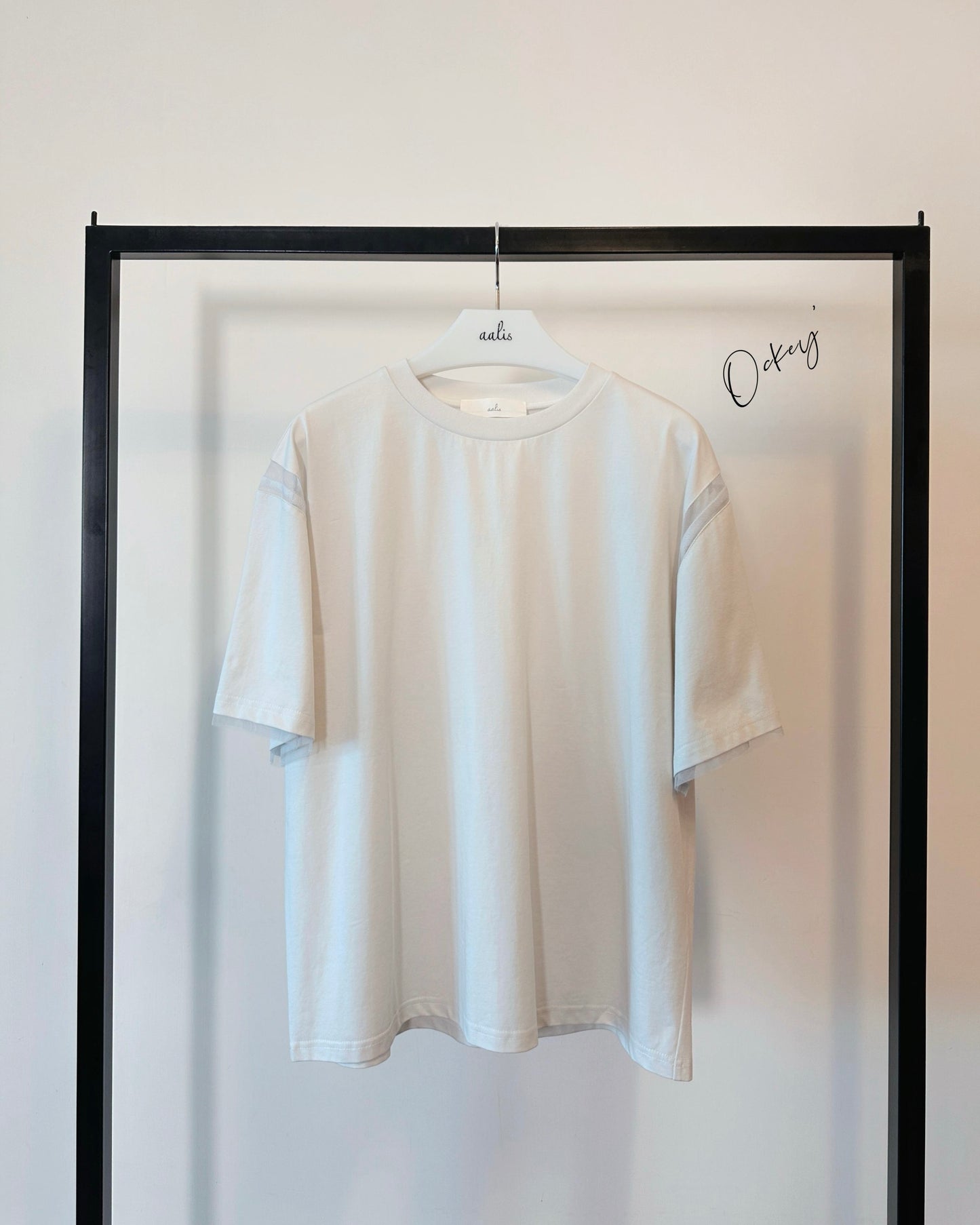 aalis OCKEY mesh trim relaxed tee (Light Grey)
