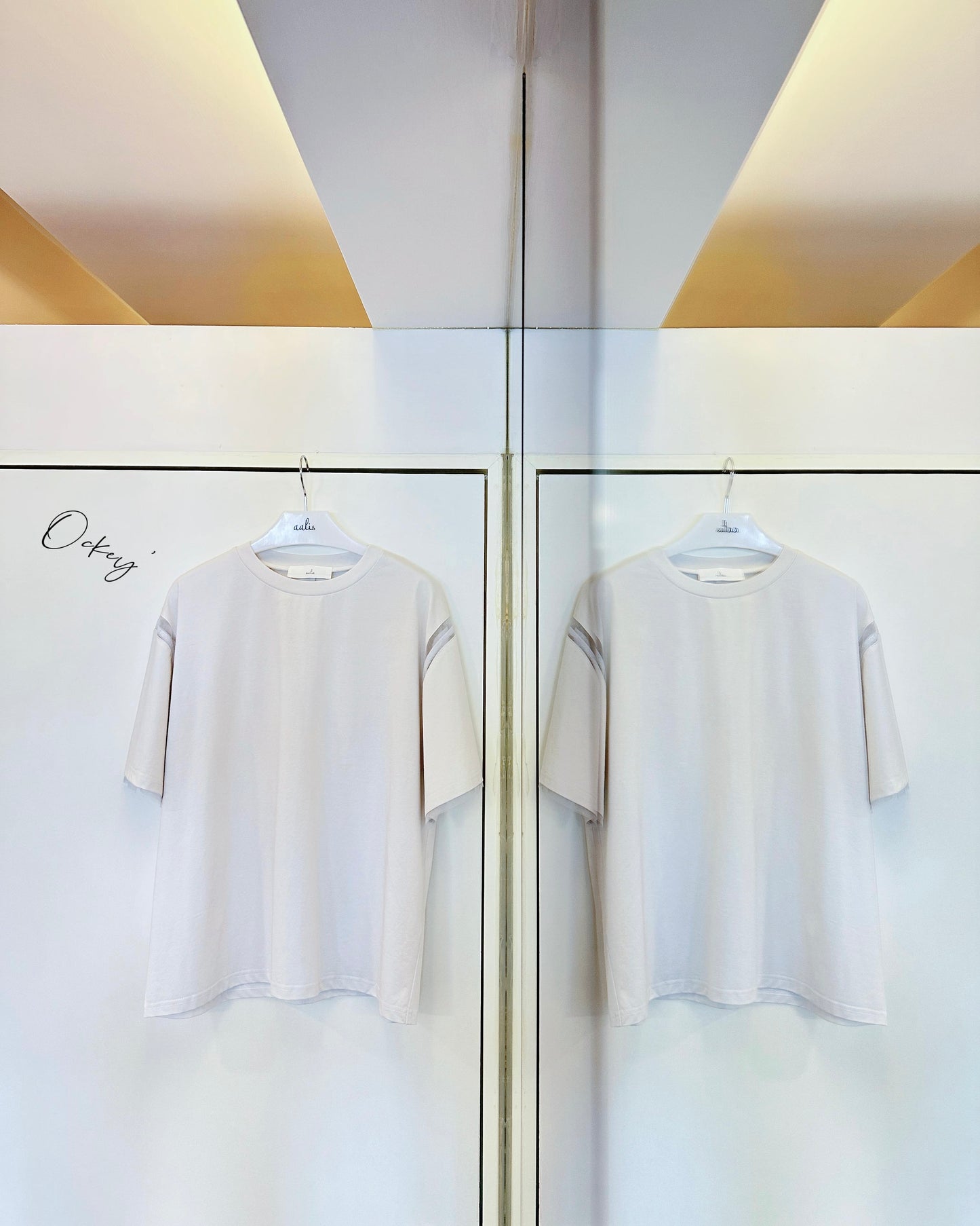 aalis OCKEY mesh trim relaxed tee (Light Grey)