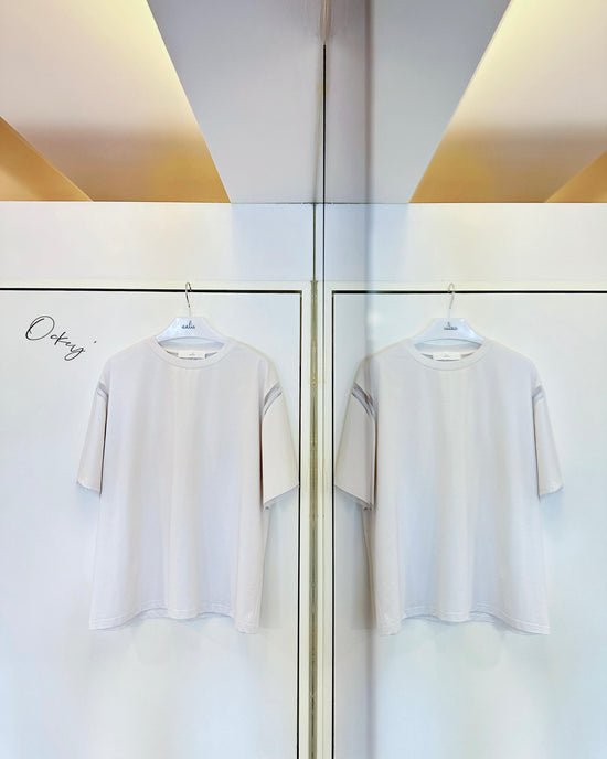 aalis OCKEY mesh trim relaxed tee (Light Grey)