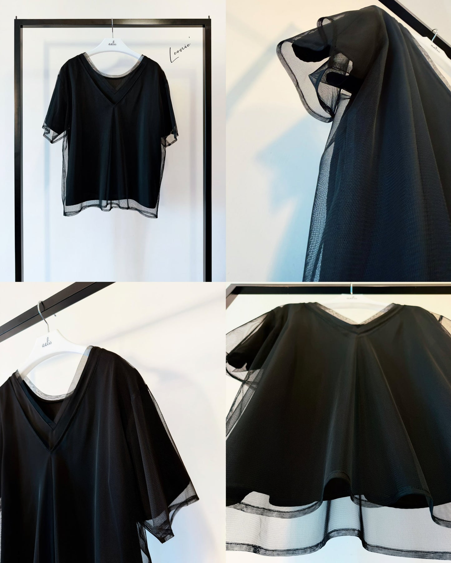aalis LEONIE mesh overlay two way top (Black)