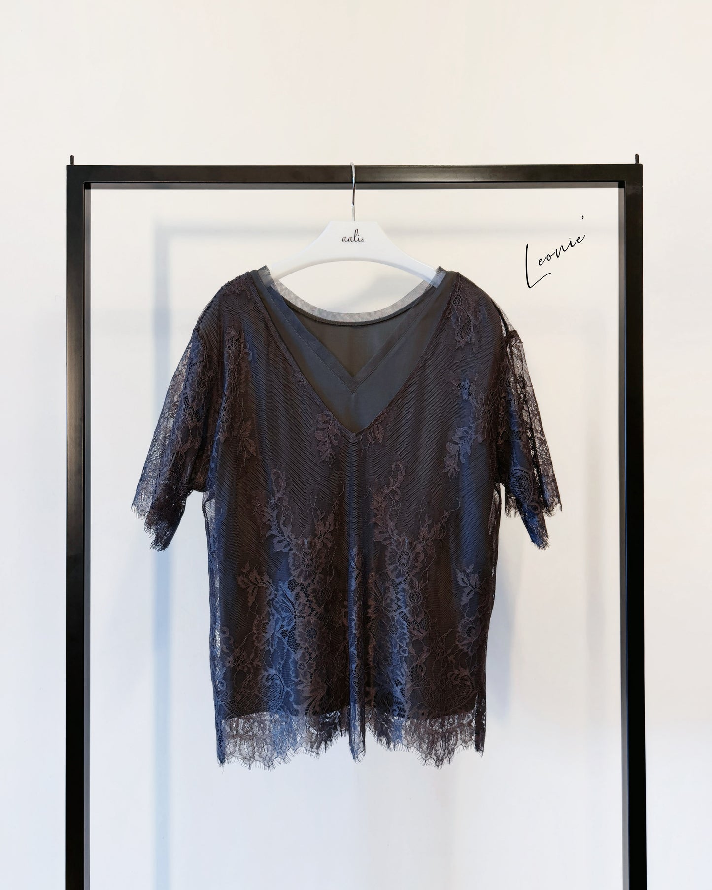 aalis LEONIE mesh overlay two way top (Charcoal)