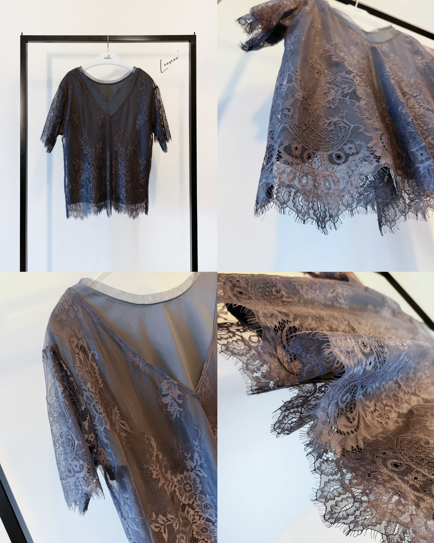 aalis LEONIE mesh overlay two way top (Charcoal)