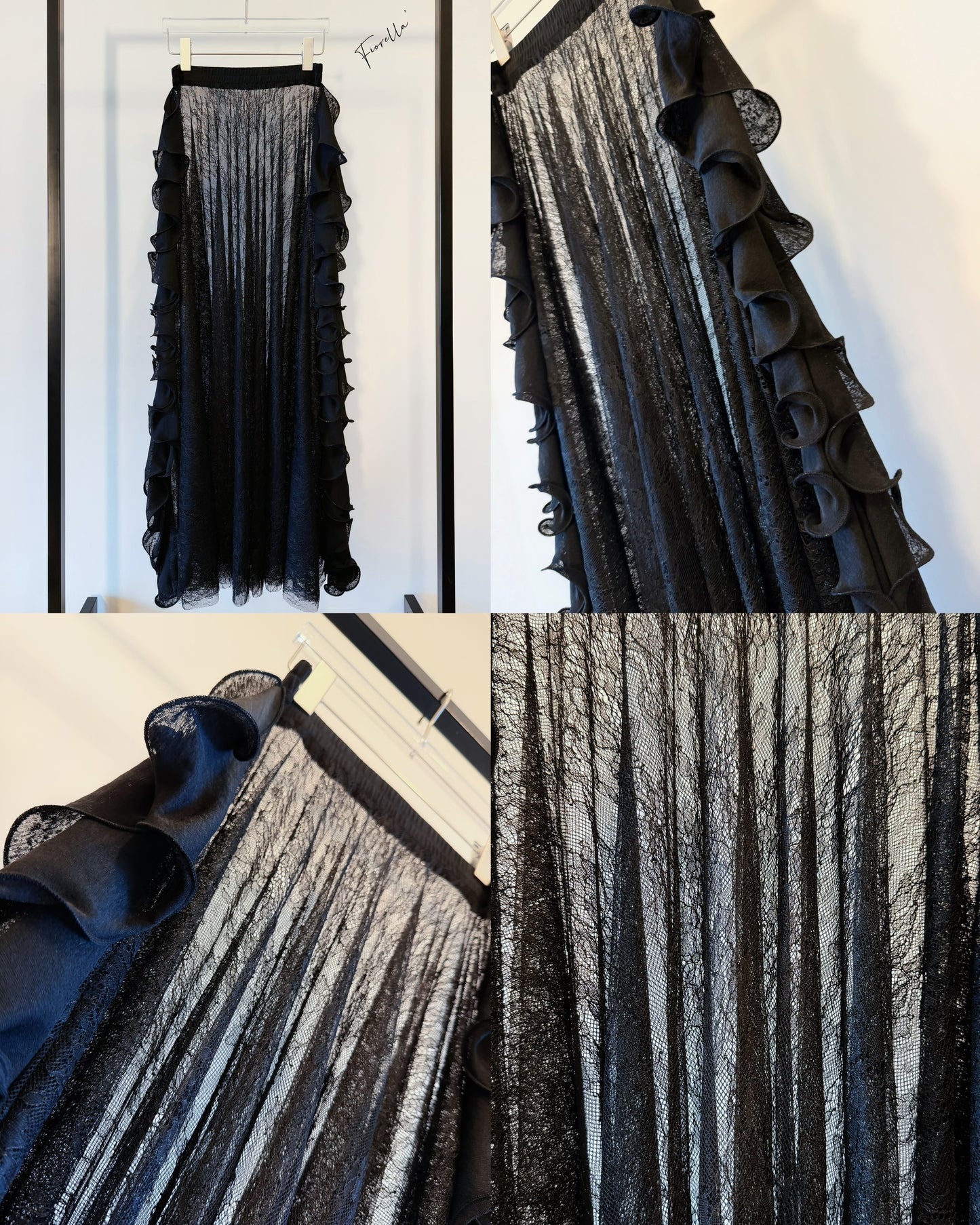 aalis FIORELLA side ruffle skirt (Black Lace)