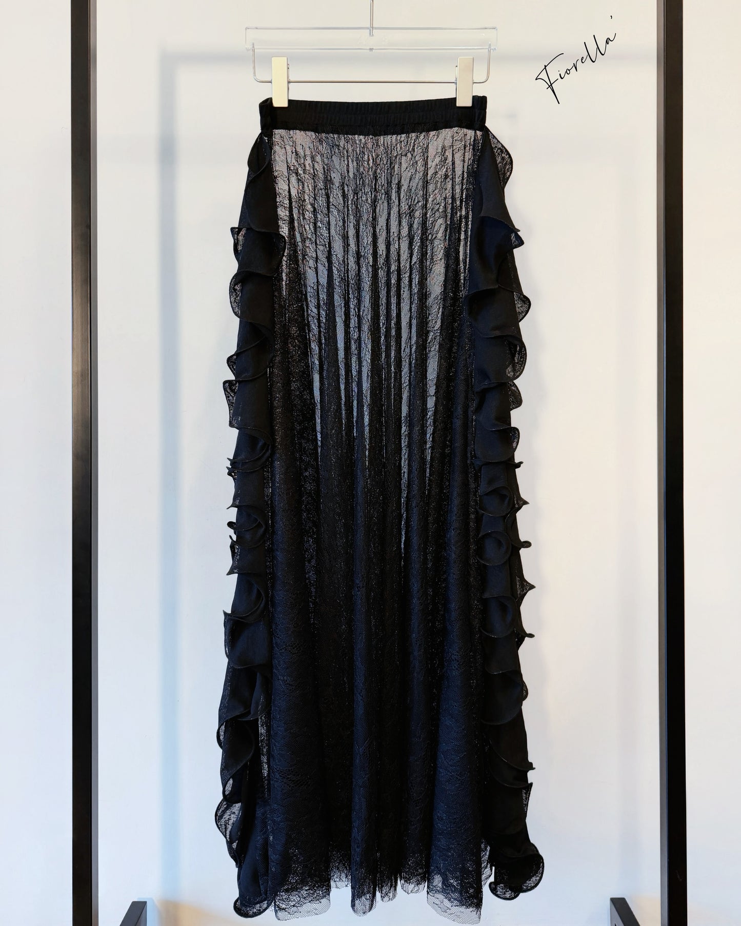 aalis FIORELLA side ruffle skirt (Black Lace)