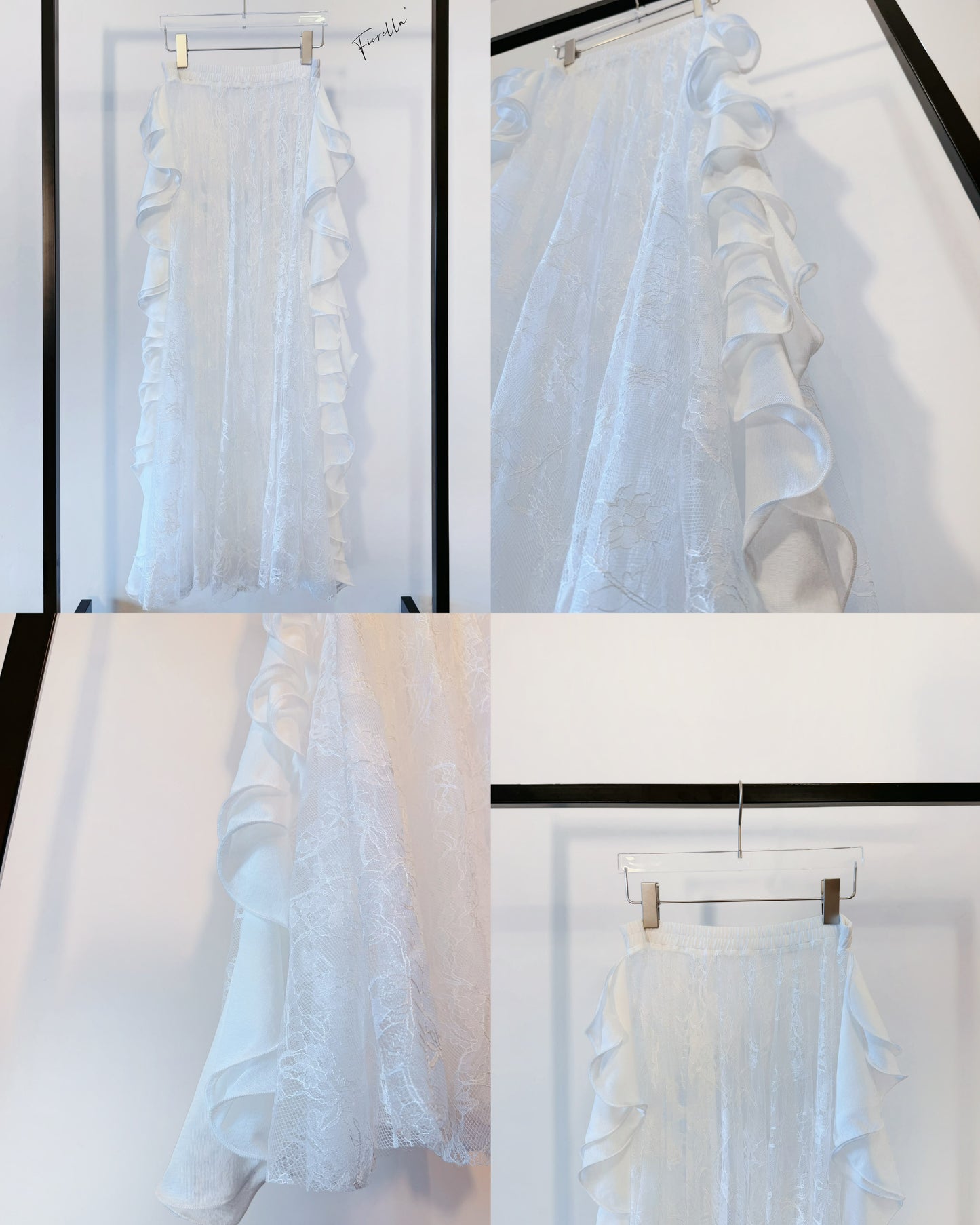 aalis FIORELLA side ruffle skirt (White Lace)