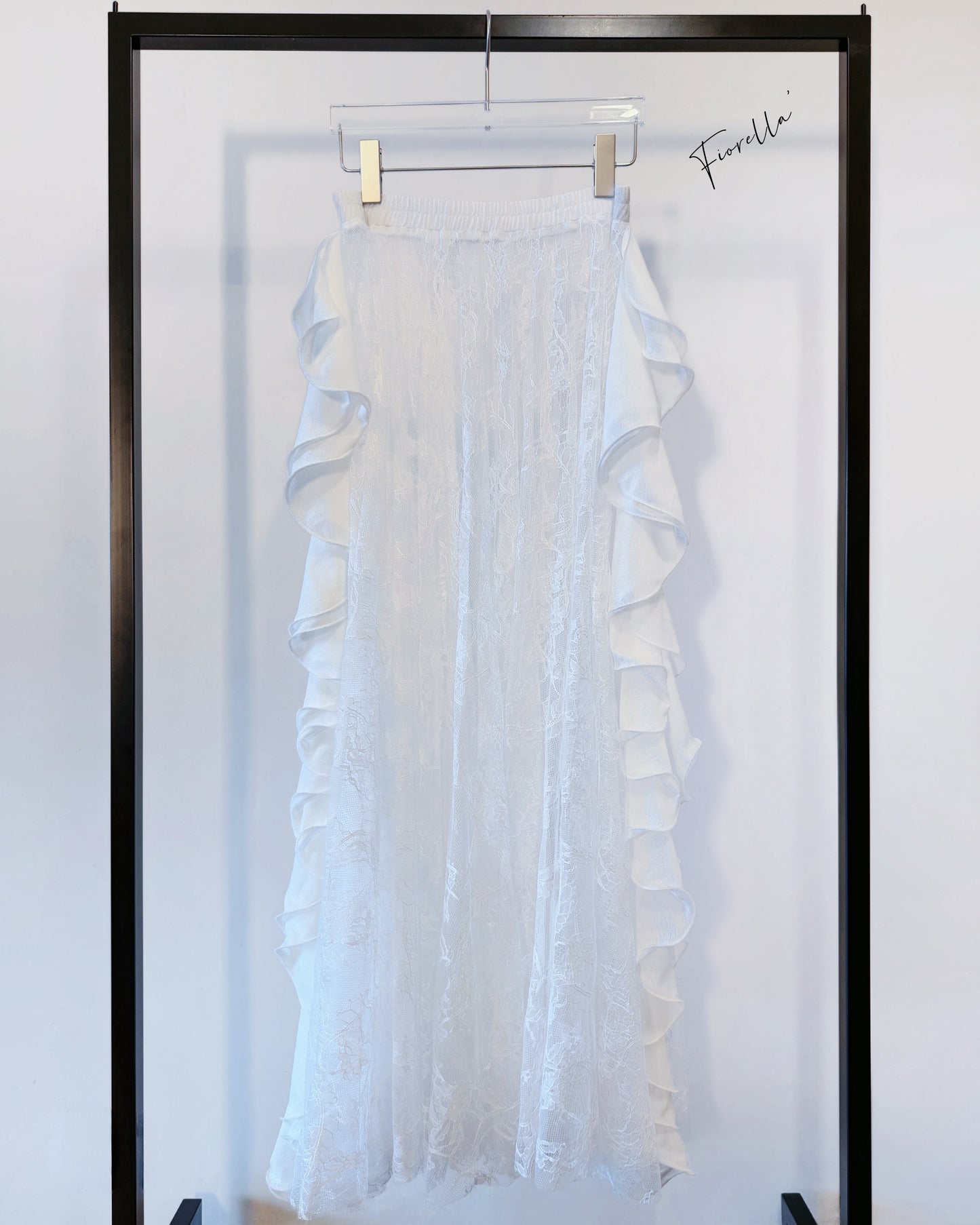 aalis FIORELLA side ruffle skirt (White Lace)