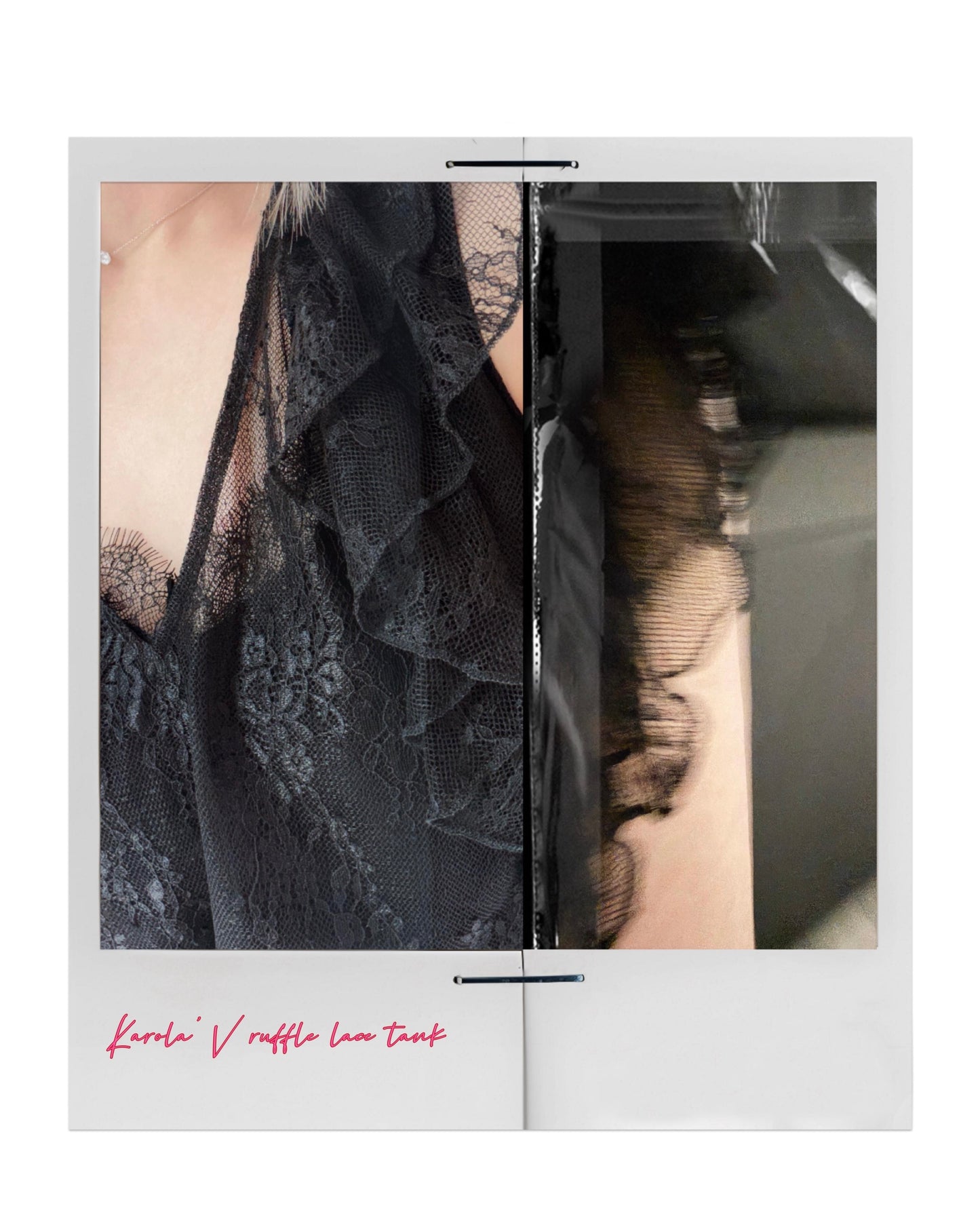 aalis KAROLA v ruffle shoulder lace tank (Black)