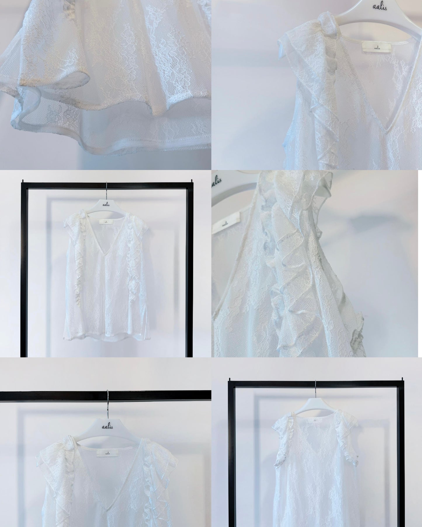 aalis KAROLA v ruffle shoulder lace tank (White)