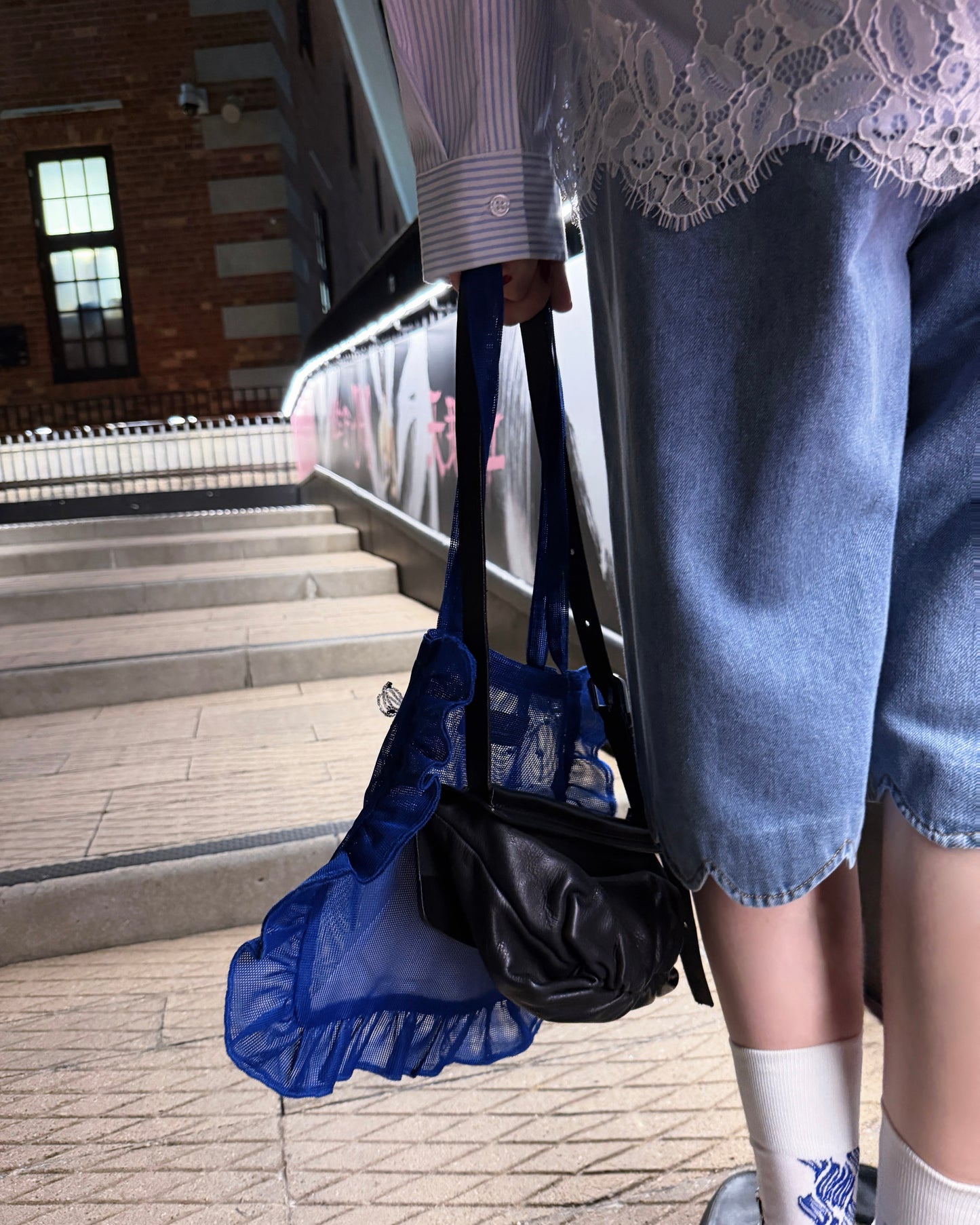 aalis LILLY mini net ruffle bag (Blue)