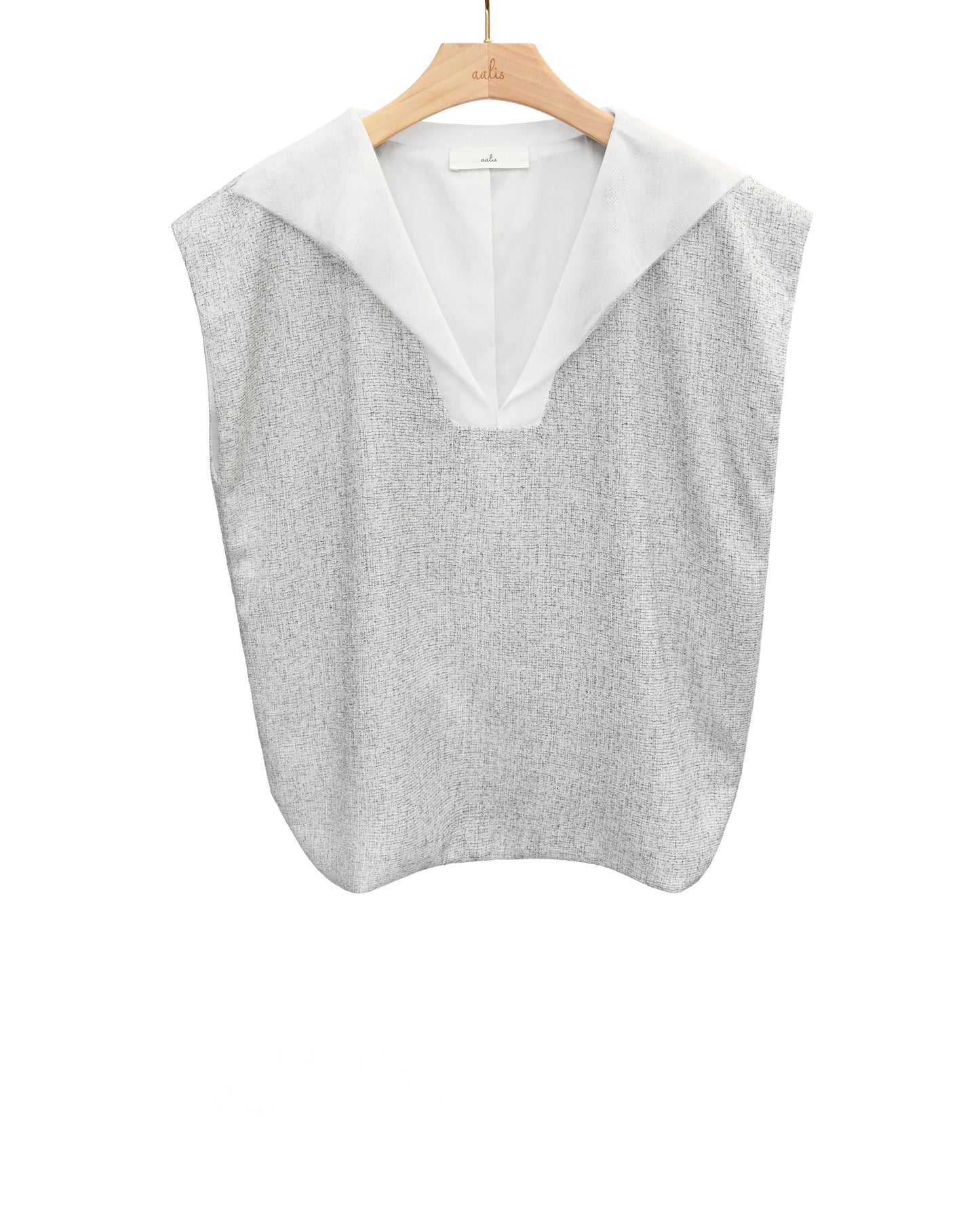 Load image into Gallery viewer, aalis WENDY tweed sleeveless pullover with mesh collar (White)
