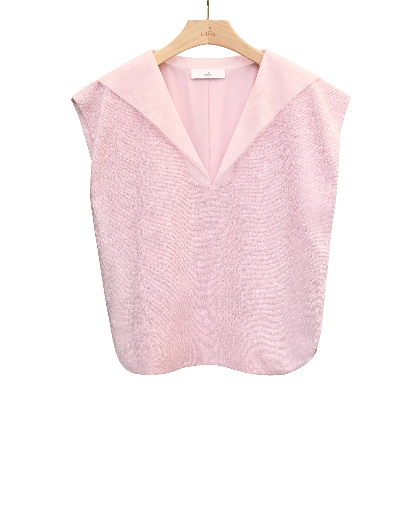 aalis WENDY tweed sleeveless pullover with mesh collar (Pink)