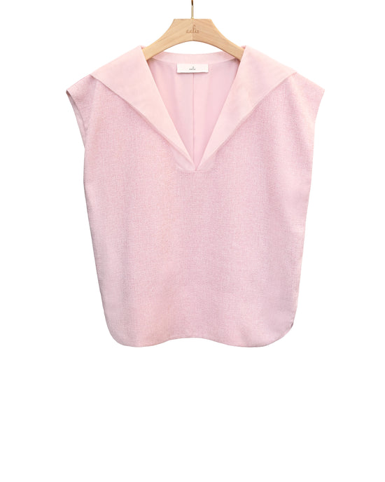 Load image into Gallery viewer, aalis WENDY tweed sleeveless pullover with mesh collar (Pink)
