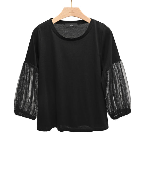 Load image into Gallery viewer, aalis ARCHIE SS23 mesh balloon sleeves Tee (Black)
