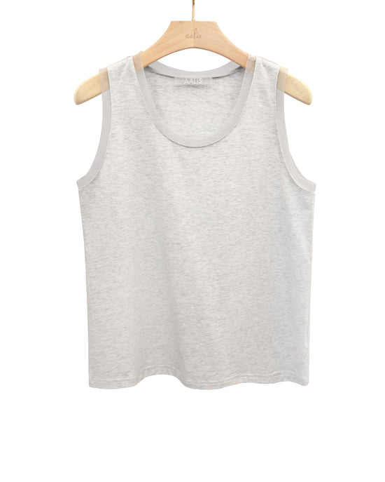 Load image into Gallery viewer, aalis ILO knit tank with mesh trim and lace panel (Light heather grey)
