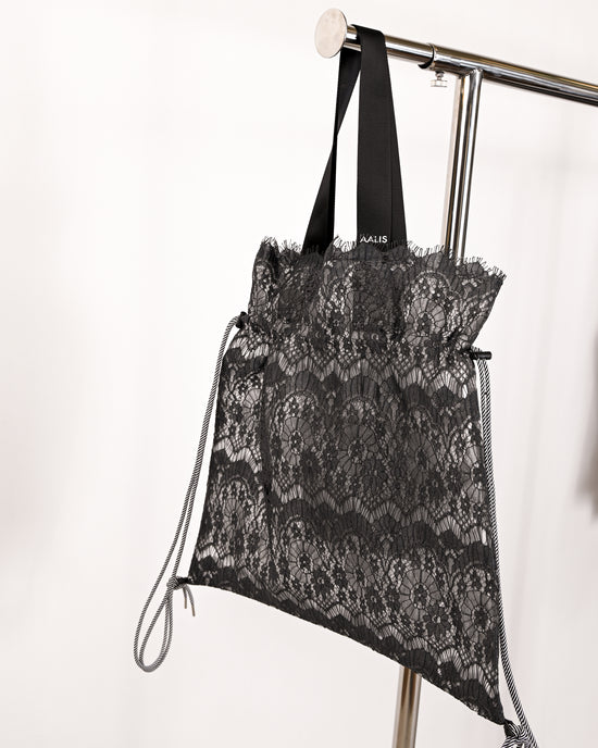 aalis Classic lace drawstring bag (Charcoal)