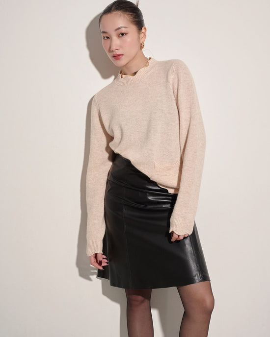 (Pre-order) aalis HEDIA scallop edge cashmere sweater (Pink beige)