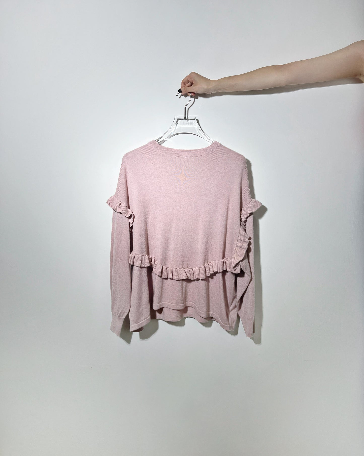 aalis EMI Ruffle detail relaxed knitted sweater (Dusty Pink)