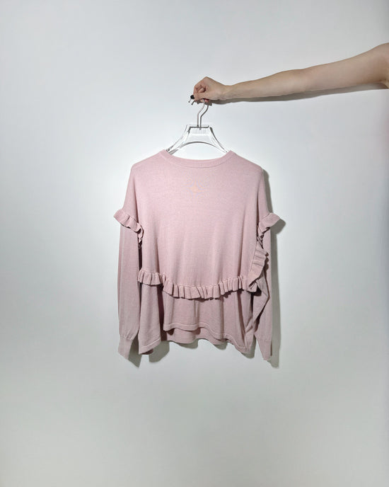aalis EMI Ruffle detail relaxed knitted sweater (Dusty Pink)