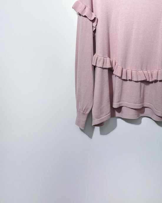 aalis EMI Ruffle detail relaxed knitted sweater (Dusty Pink)