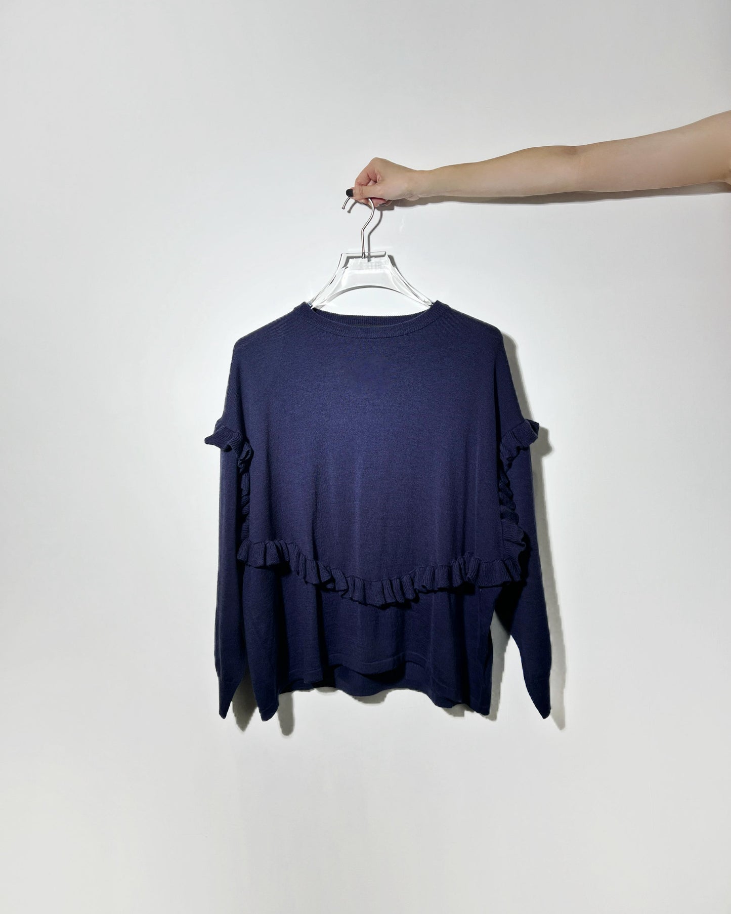 aalis EMI Ruffle detail relaxed knitted sweater (Purple Blue)