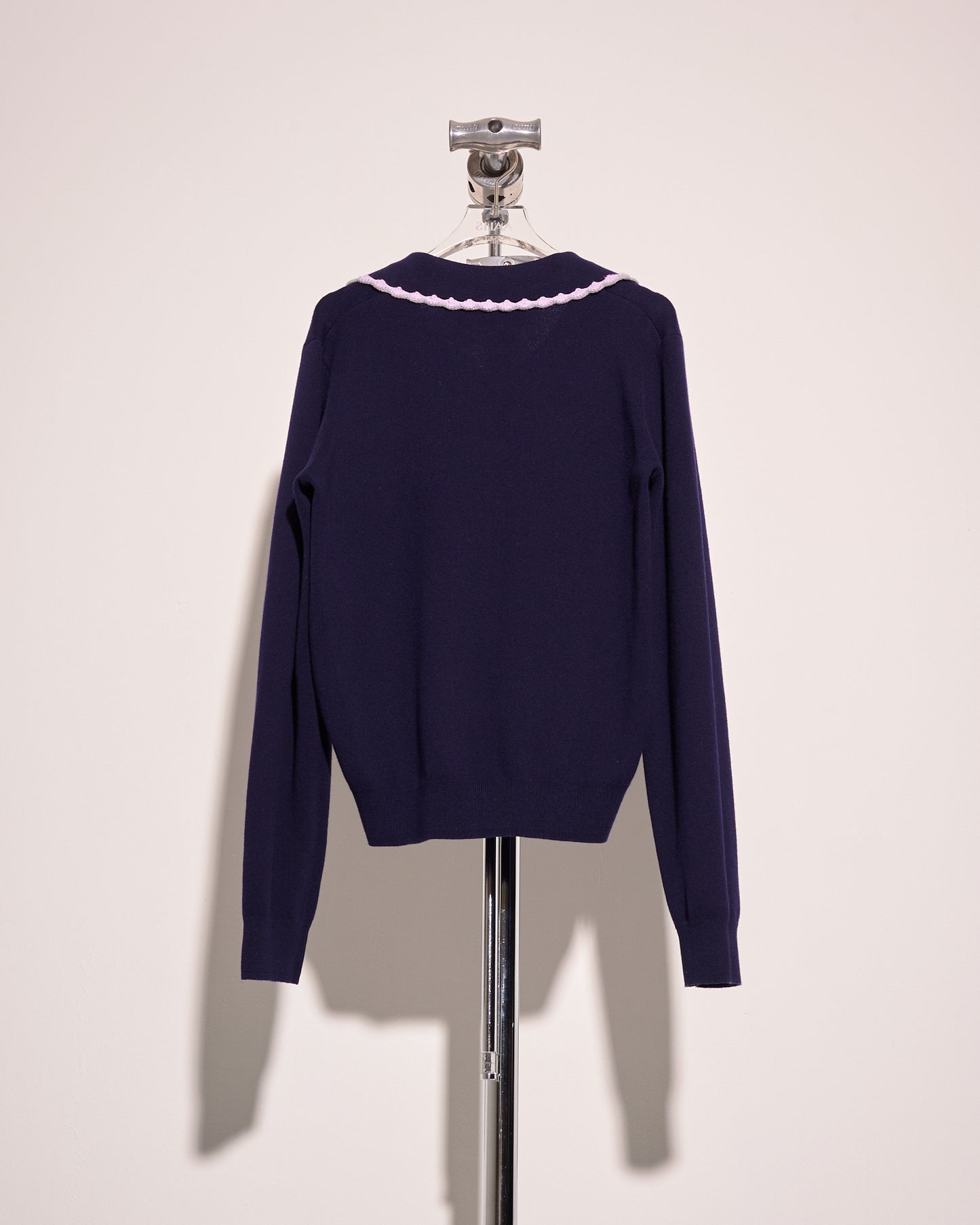 aalis MURPHY crochet trim collar v neck sweater (Dark purple)