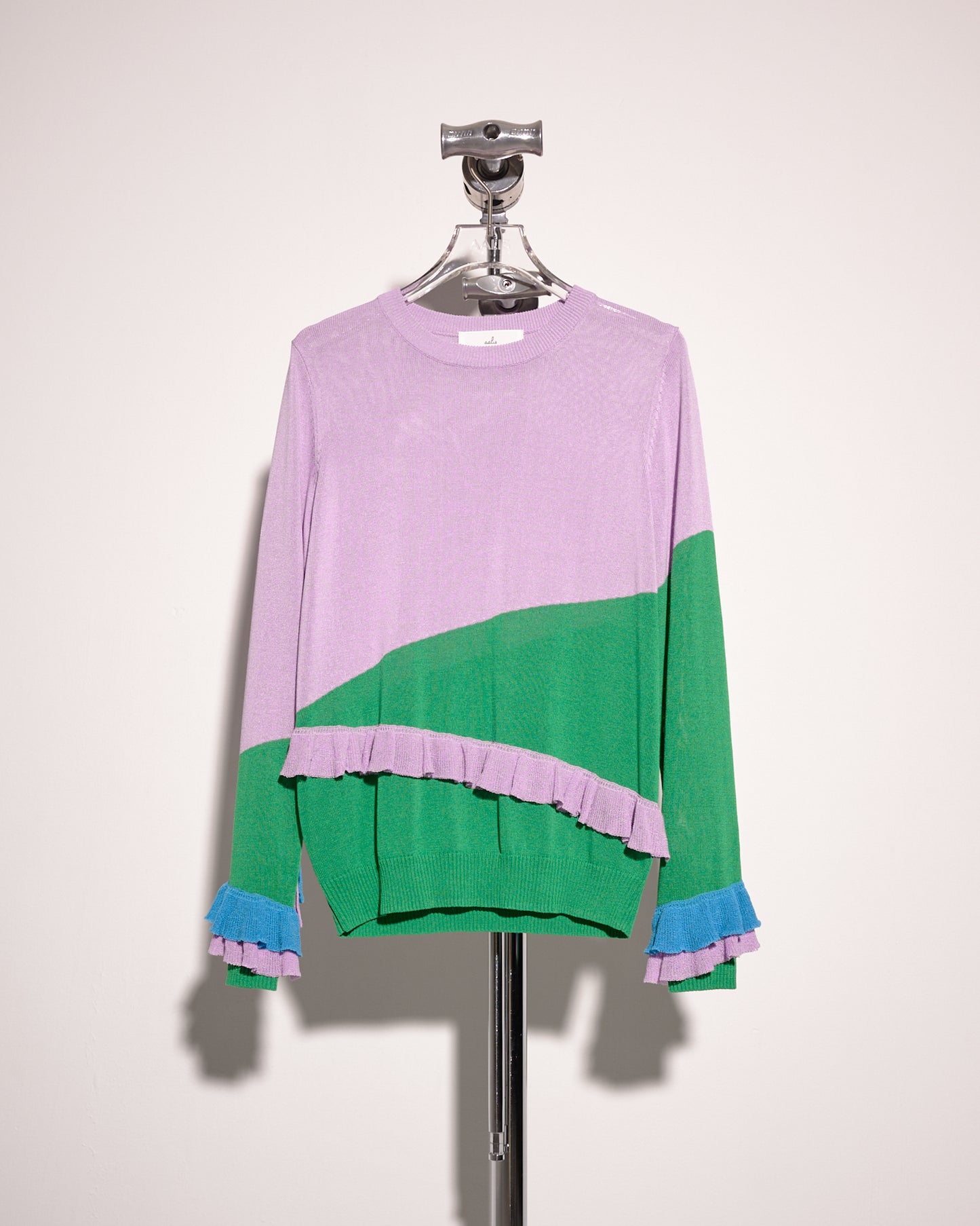 aalis BESSIE color blocking ruffle sweater (Lilac mix)