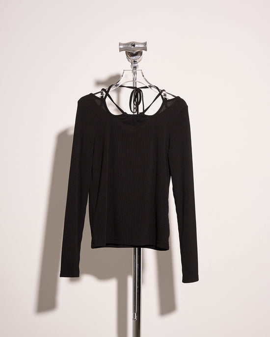 aalis DINAH multi straps detail knit top (Black)