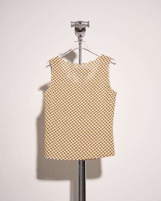 aalis DIER scallop edge V neck tank (Yellow print)