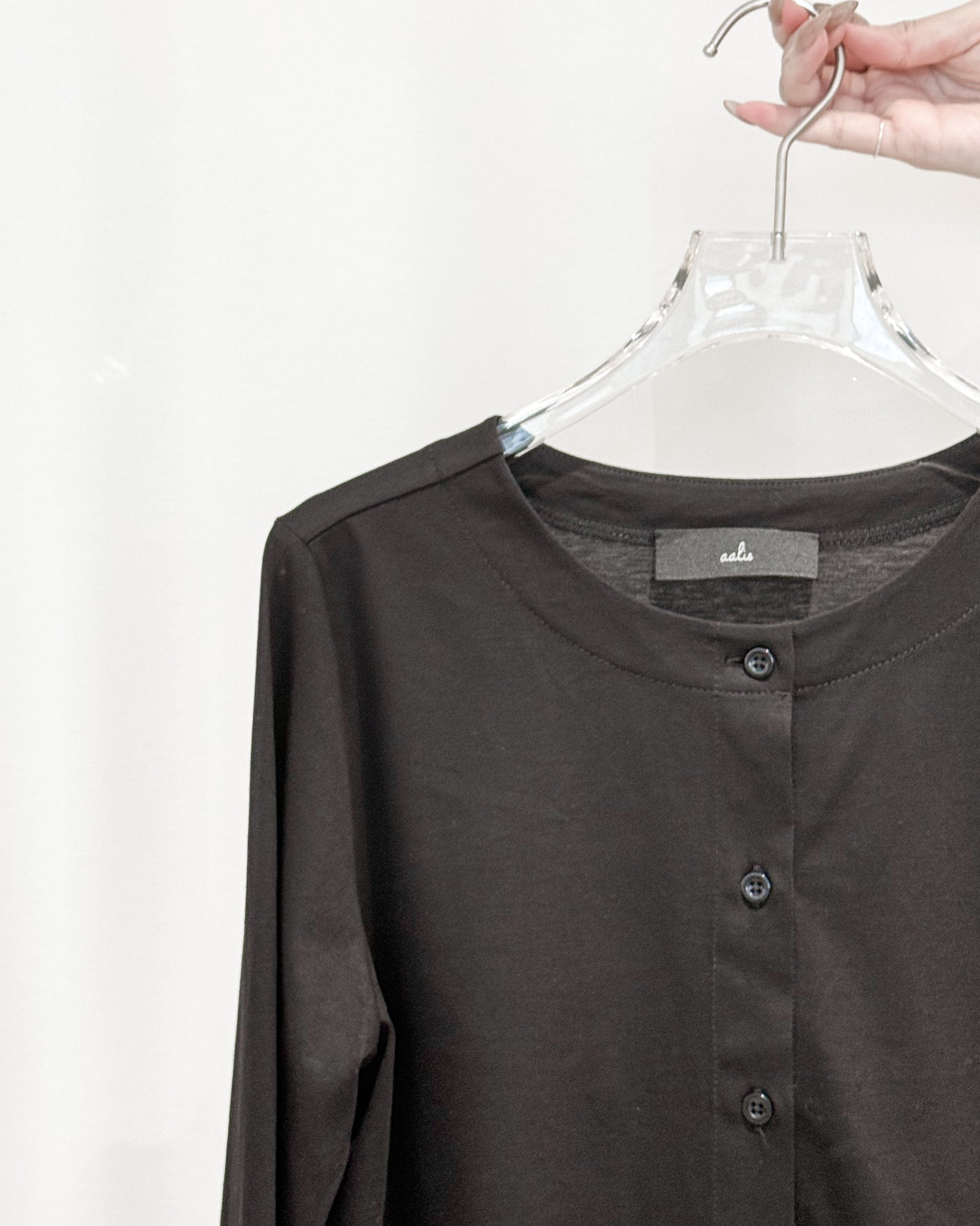 aalis GRAVIA mesh ruching hem cardigan (Black)