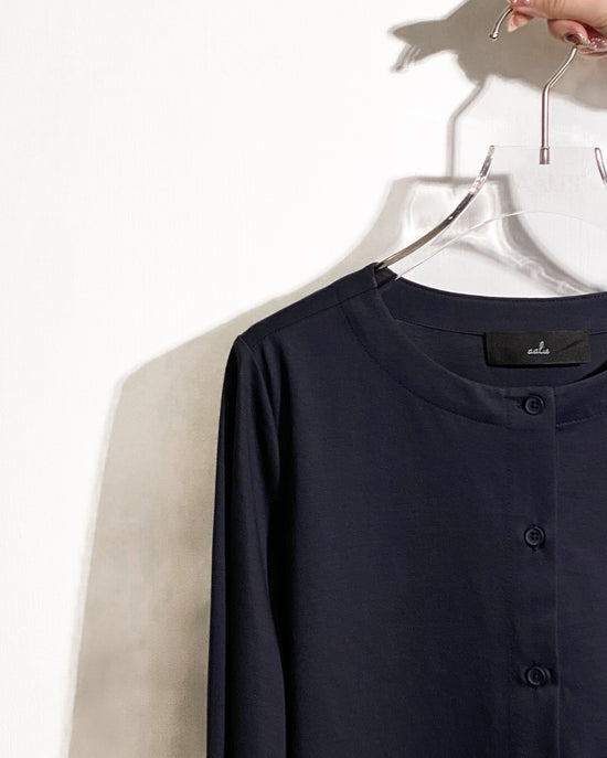 aalis GRAVIA mesh ruching hem cardigan (Navy)