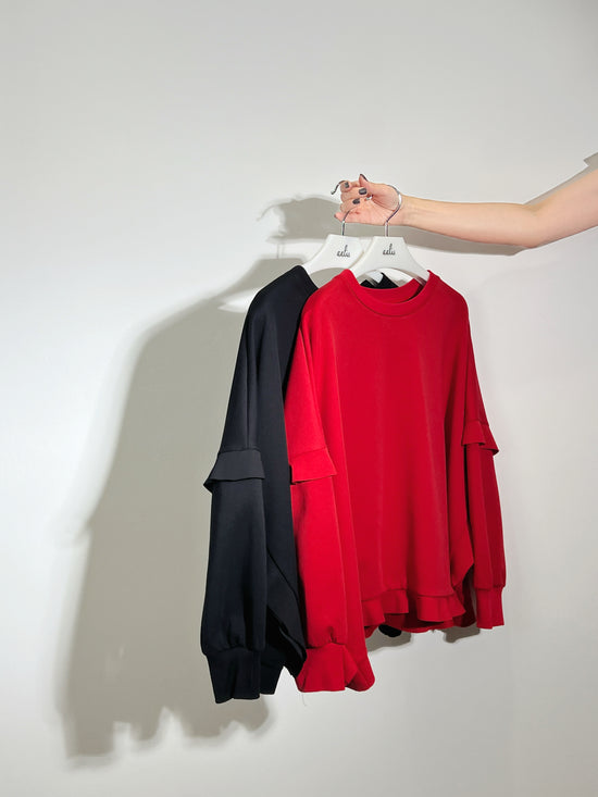 aalis CANVA ruffle detail sweater (Black)