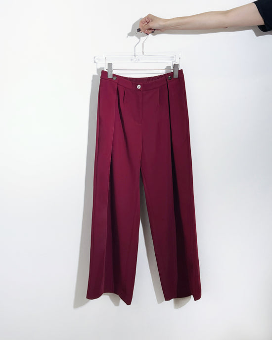 aalis CARSON 3 buttons pleated straight leg pants (Burgundy)