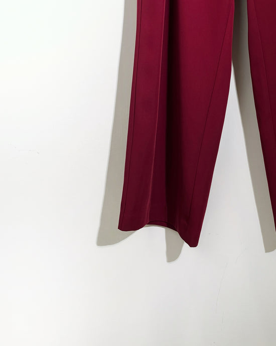 aalis CARSON 3 buttons pleated straight leg pants (Burgundy)