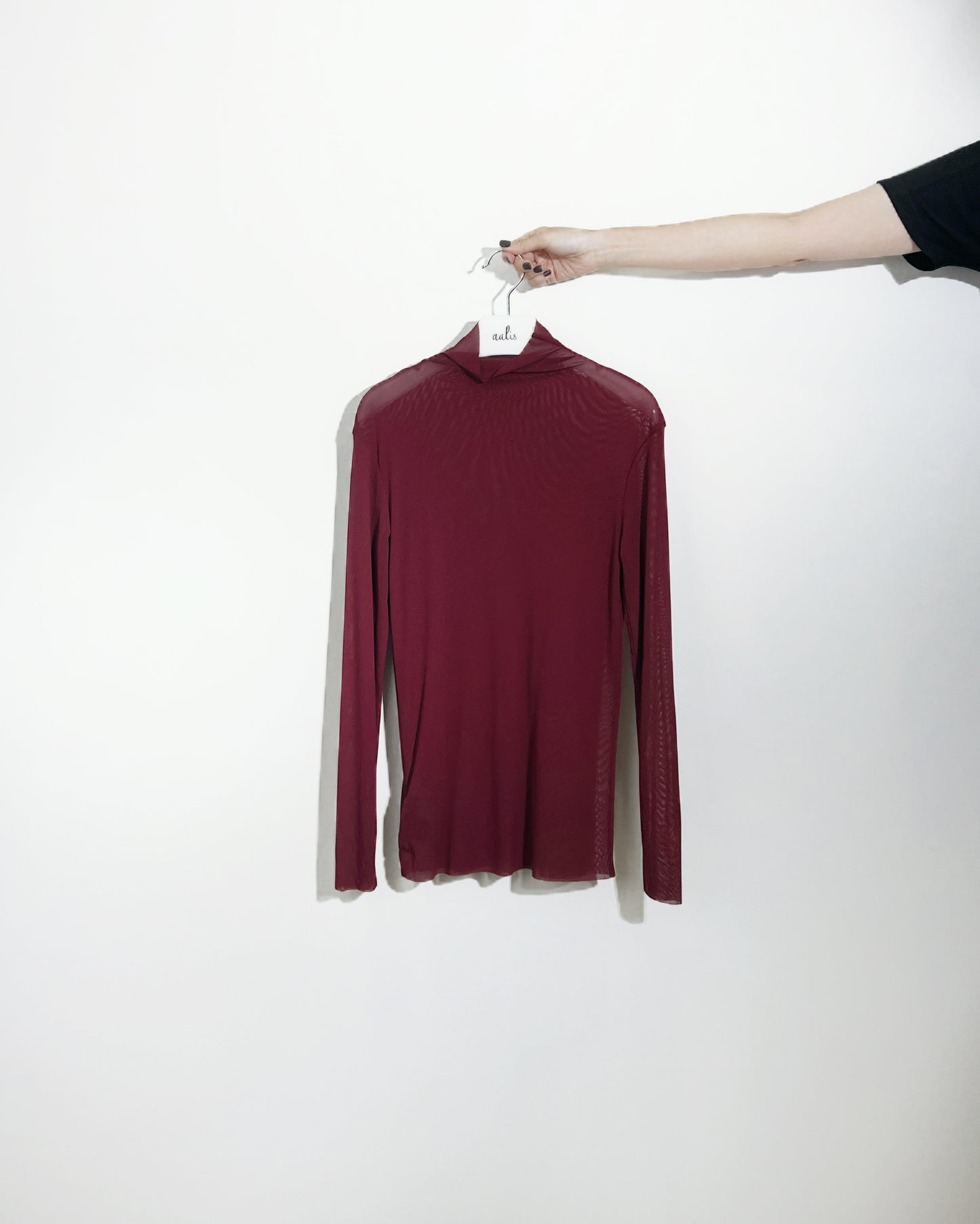 aalis RIVA NS FW25 mesh turtle neck top (Burgundy)