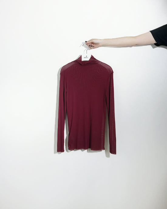 aalis RIVA NS FW25 mesh turtle neck top (Burgundy)