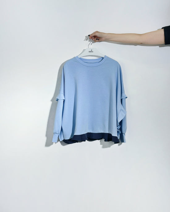 (Pre-order) aalis CANVA ruffle detail sweater (Blue)