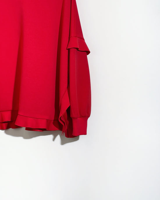 (Pre-order) aalis CANVA ruffle detail sweater (Red)