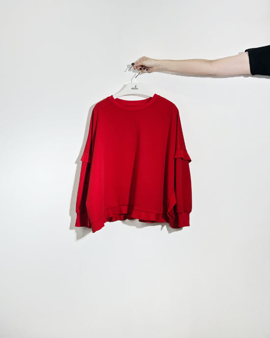 (Pre-order) aalis CANVA ruffle detail sweater (Red)