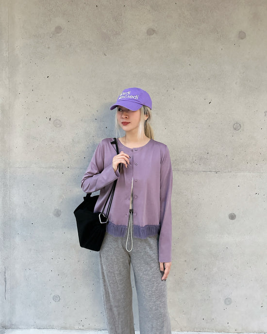 aalis GRAVIA mesh ruching hem cardigan (Dusty Purple)
