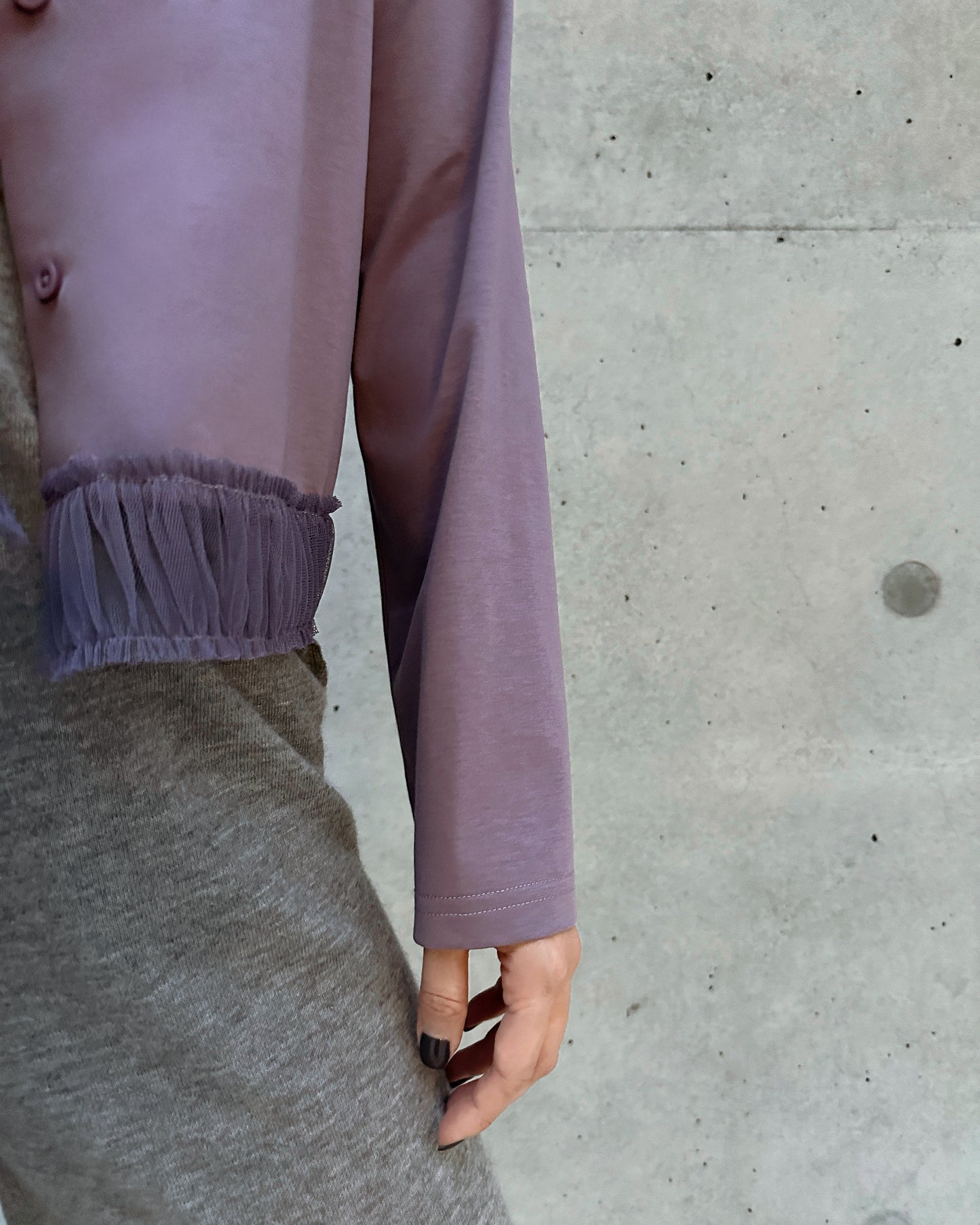 aalis GRAVIA mesh ruching hem cardigan (Dusty Purple)