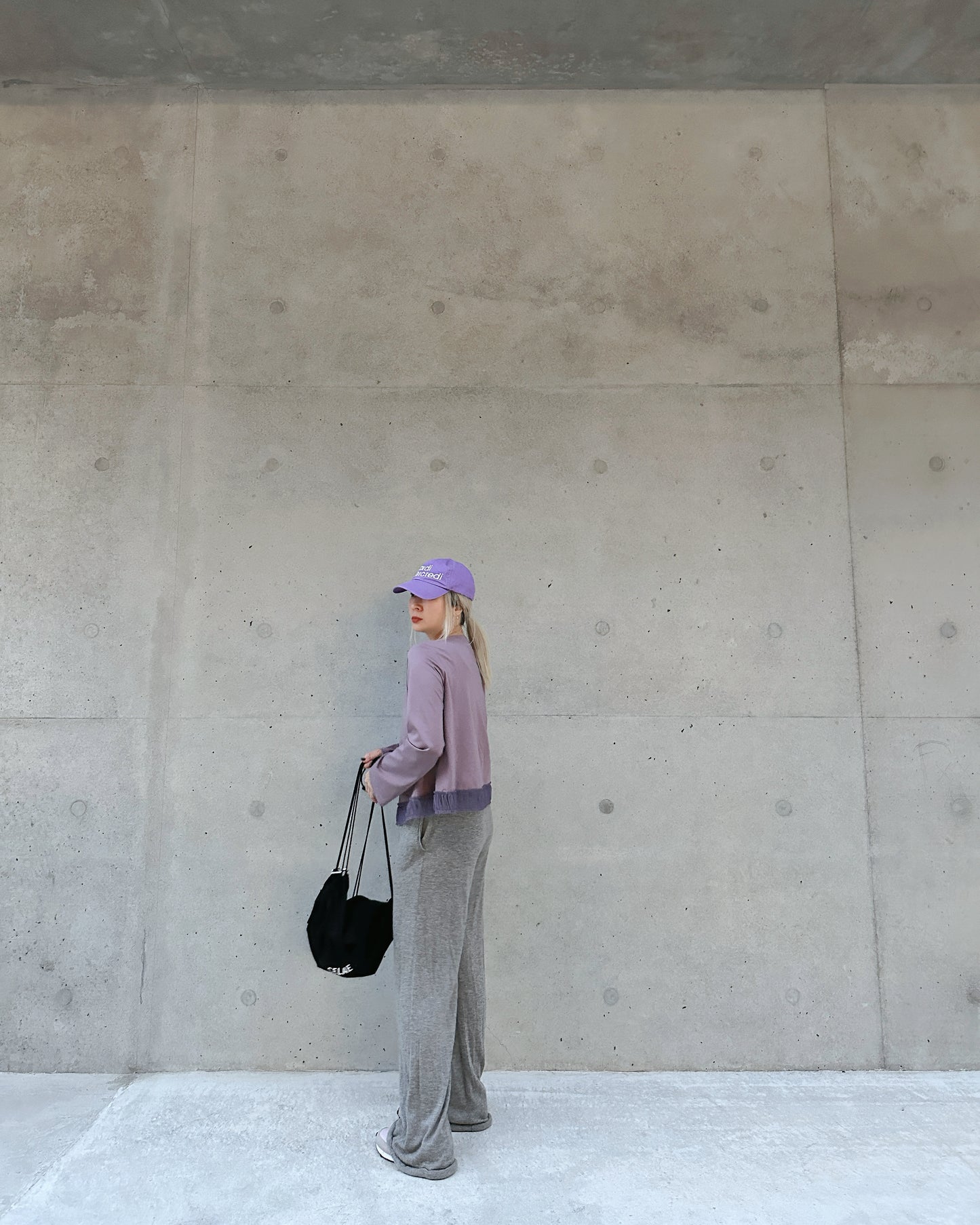 aalis GRAVIA mesh ruching hem cardigan (Dusty Purple)